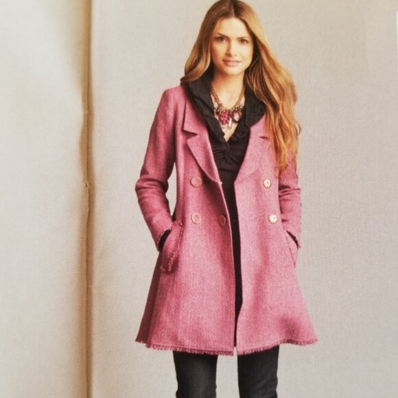 Cabi Madison Avenue Pink Tweed Coat Sz. 6 - GUC - Picture 1 of 10
